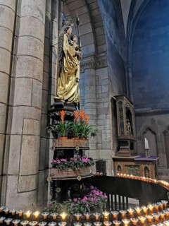 Madonna in church interior