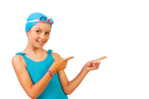 Girl with swimsuit and diving goggles