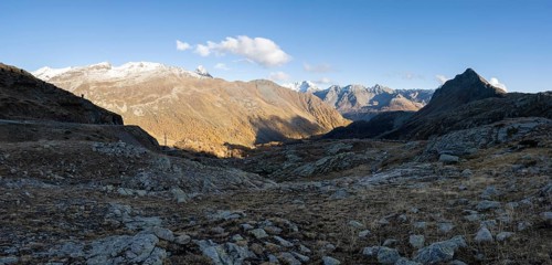 View of the mountains at the Bernina Pass