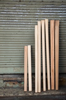 Wooden planks leaning on metal shutter in the view