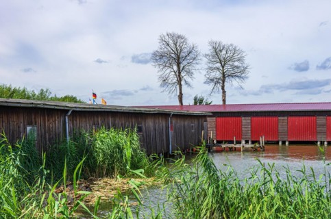 Boat shed in the boat harbour at Zierker See in Neustrelitz