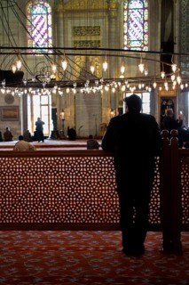 Wooden minbar sermon pulpit of Ottoman times in mosque