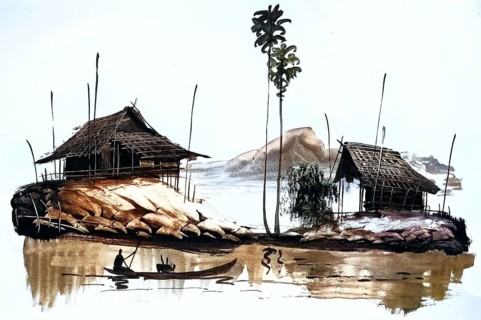 Fisherman returning with his catch