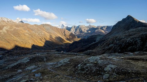 View of the mountains at the Bernina Pass