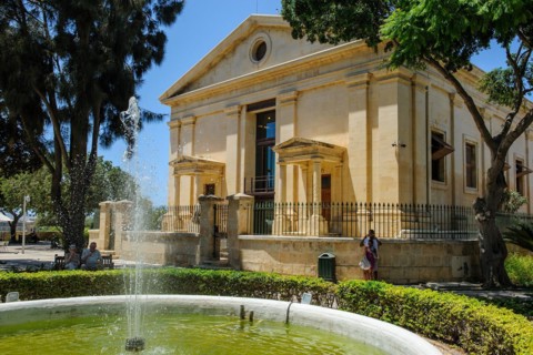 Financial Institution Stock Exchange of Malta Stock Exchange in former historic church Garrison Chapel next to Upper Barraka Gardens