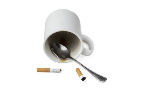 Lying empty coffee cup