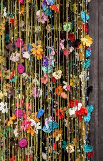 Turkish colorful needle work embroidery flowers as background
