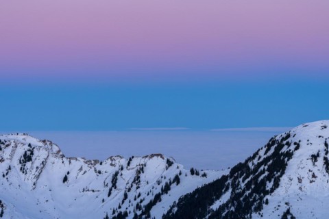 Winter landscape with the colours of the earth's shadow