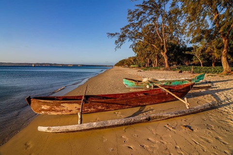 Outrigger boat on a beach near Diego Suarez