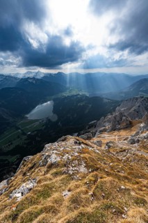 View of Lake Halder and the Allgaeu Alps