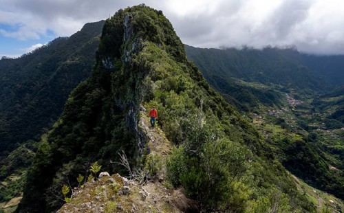 Hikers on the ridge of Pico do Alto