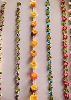 Turkish colorful needle work embroidery flowers as background