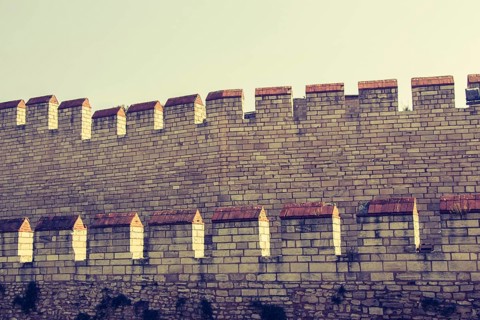 The ancient city walls of Constantinople in Istanbul