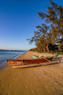 Outrigger boat on a beach near Diego Suarez