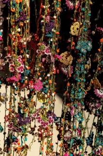 Turkish colorful needle work embroidery flowers as background