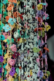 Turkish colorful needle work embroidery flowers as background