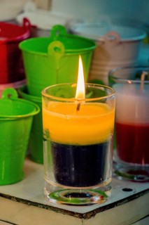 Burning candle making light in view