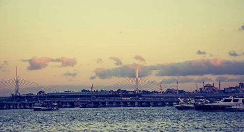 Golden Horn metro bridge and Ataturk bridge in the view