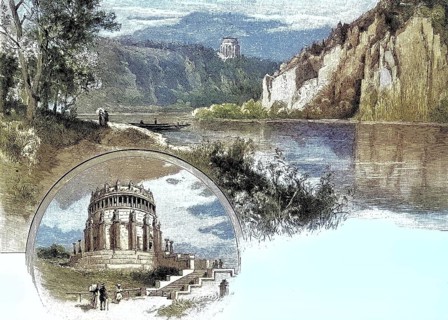 Danube bank and Liberation Hall near Kelheim