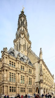Gothic Town Hall with Belfry at the Place des Heros