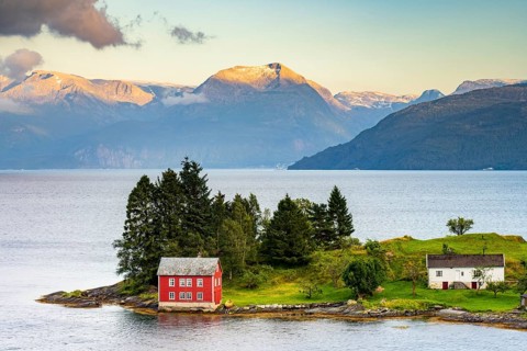 Omaholmen Island in Hardangerfjord