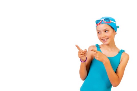Girl with swimsuit and diving goggles