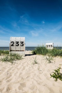 Beach chairs on the sandy beach