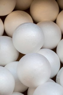 Dozens of styrofoam balls in the view