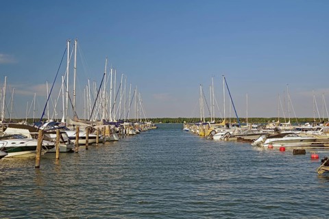 Large marina with leisure boats
