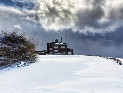 Mountain peak in the snow