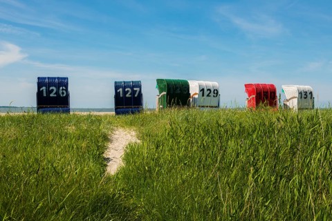 Beach chairs on the sandy beach