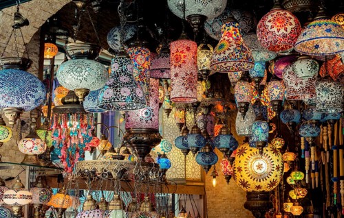 Mosaic Ottoman lamps from Grand Bazaar in Istanbul