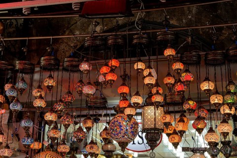Mosaic Ottoman lamps from Grand Bazaar in Istanbul