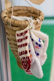Turkish style traditional hand knitten socks in the view