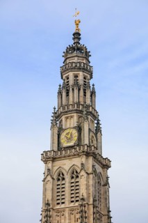 Belfry of the Gothic Town Hall on the Place des Heros