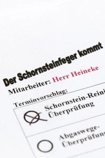 Announcement by form of a chimney sweep for chimney cleaning and inspection