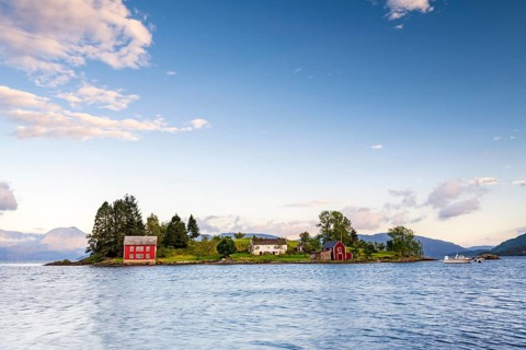 Omaholmen Island in Hardangerfjord