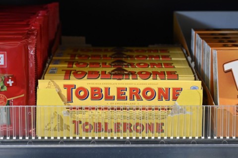 Toblerone chocolate sales shelf