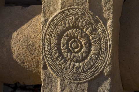 A carved medallion