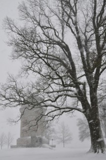 Bismarck Tower near Augsburg in winter