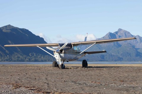 Cessna on the beach in Katmai National Park