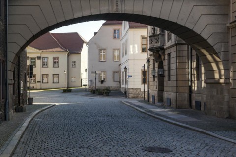 The cathedral square in the middle of the historic town centre