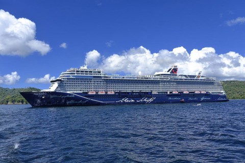 TUI Mein Schiff 2 cruise ship in Samana Bay
