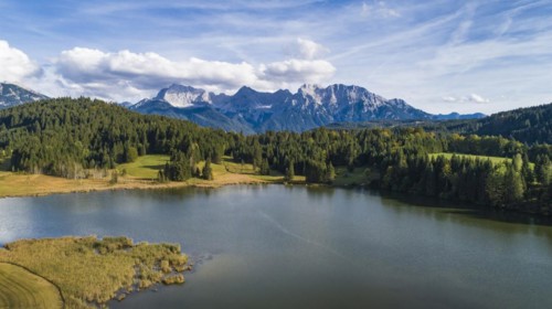 Aerial view of Lake Gerold near Mittenwald
