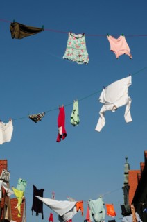 Clotheslines as decoration for the annual street festival in the Ulrichsviertel