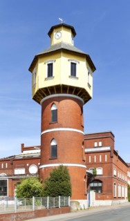 Factory facilities and water tower of the Homann Feinkost food factory