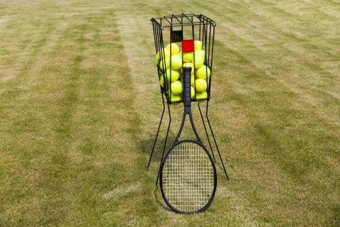 Ball Basket with Tennis Racket