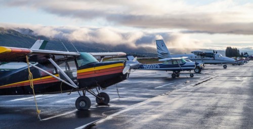 Small aircraft at the small airfield in Homer