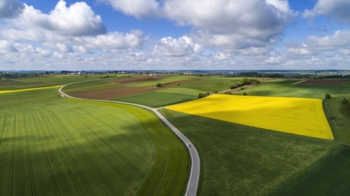 Aerial view of fields in Unterallgaeu
