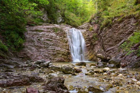 Waterfall in the Schleifmuehlenklamm gorge near Unterammergau
